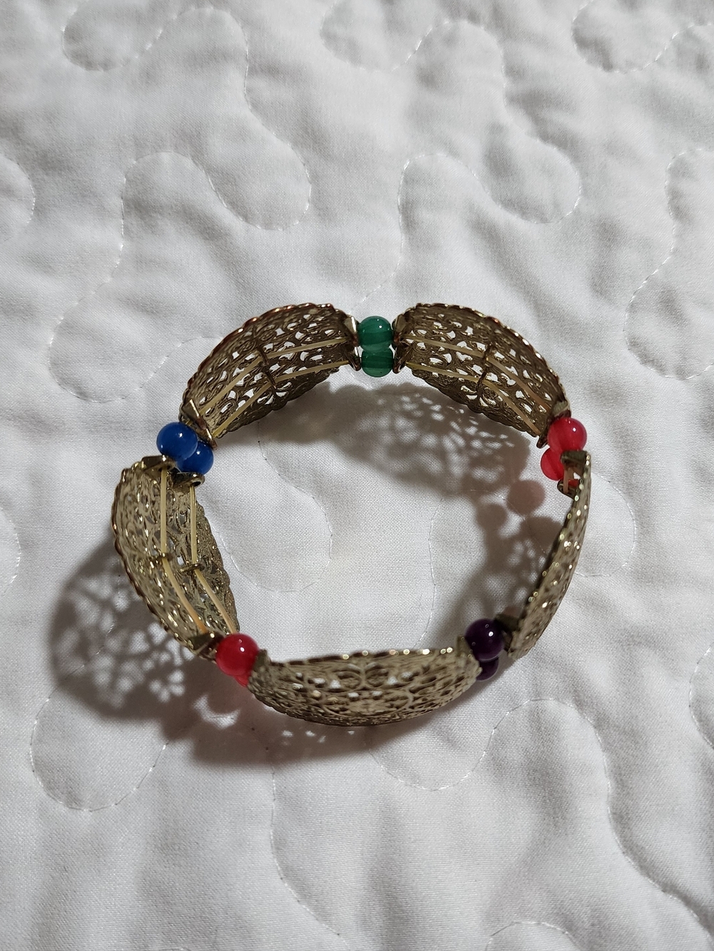 Gold-Tone Bracelet with Multicolor Beads
